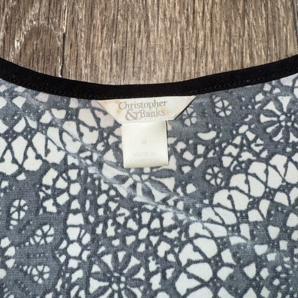 Christopher & Banks Black and White Floral Blouse - Picture 3 of 3